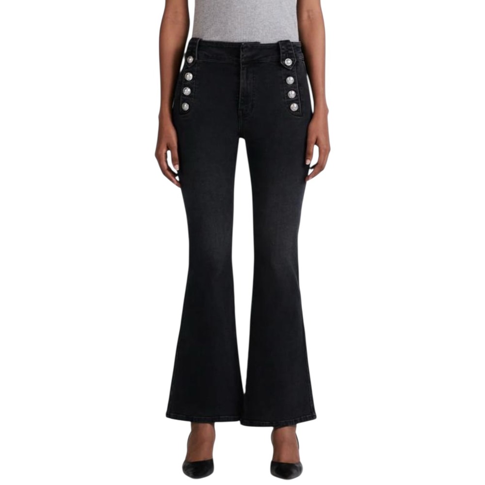 Derek Lam 10 Crosby Robertson High Rise Flare Button Denim Jeans Black Size 26